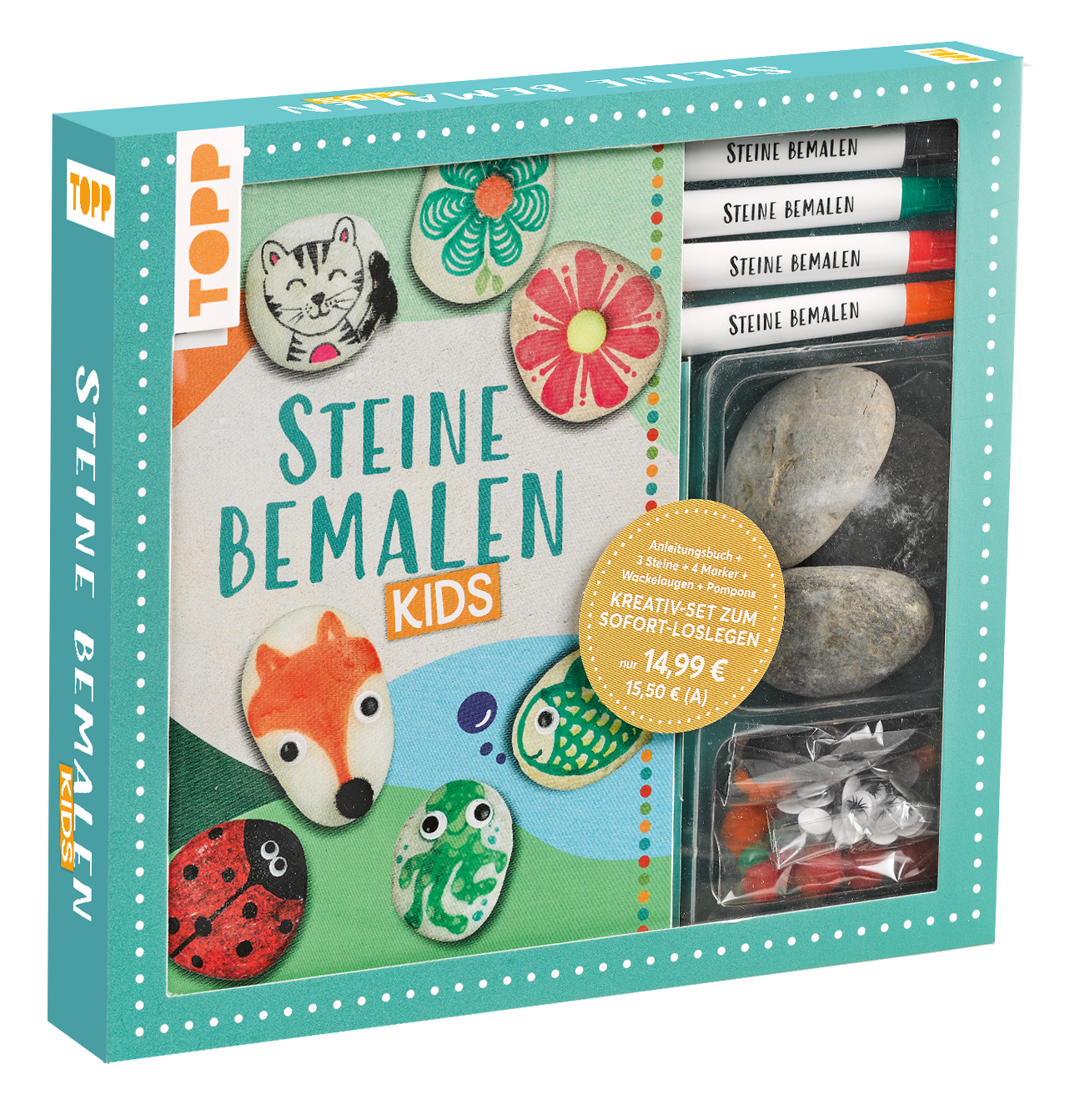 Kreativ-Set Herz-Steine bemalen mit der Dotting-Technik